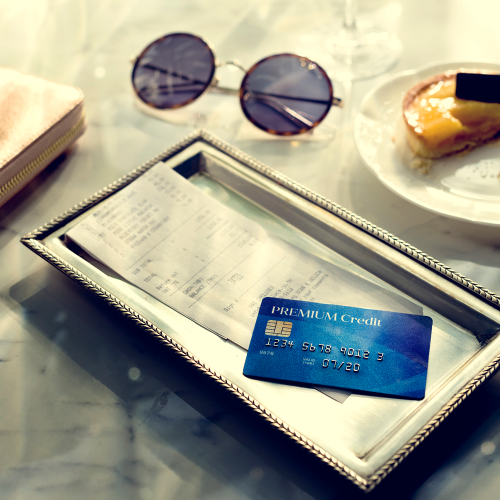 creditcard on silver tray
