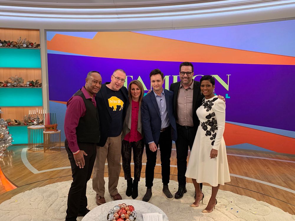 TJ and Kim Burch (second and third from left) and Dan Catullo (second from right) appeared on the Tamron Hall show in 2019.