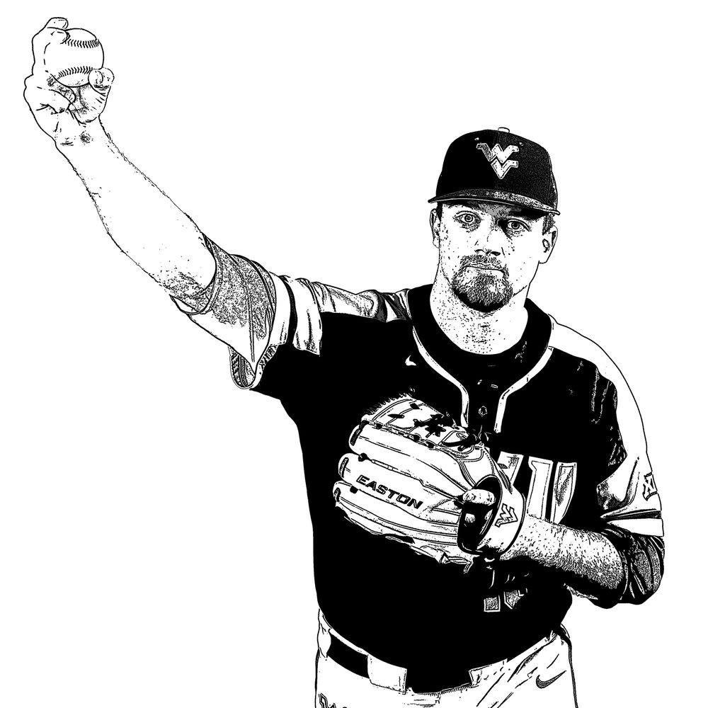 Sketch of pitcher preparing to throw ball.