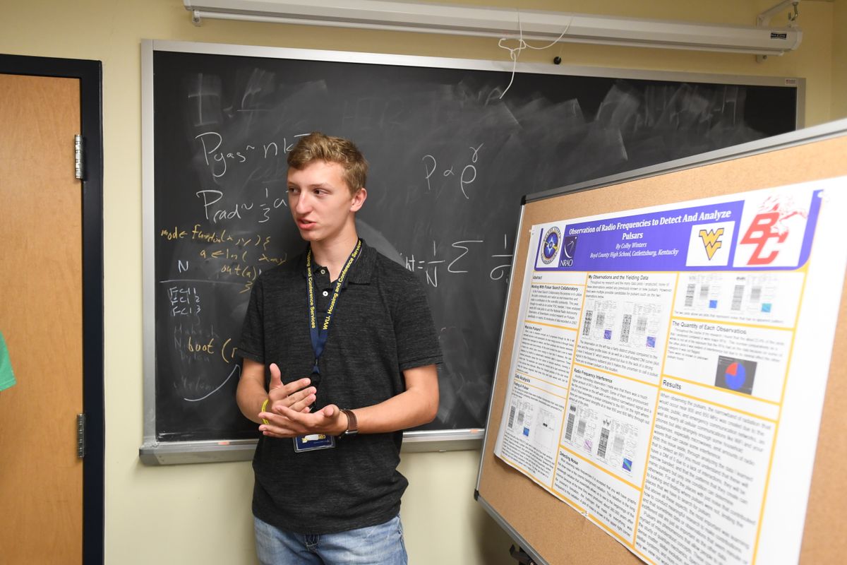 Colby Winters presents a poster at WVU.