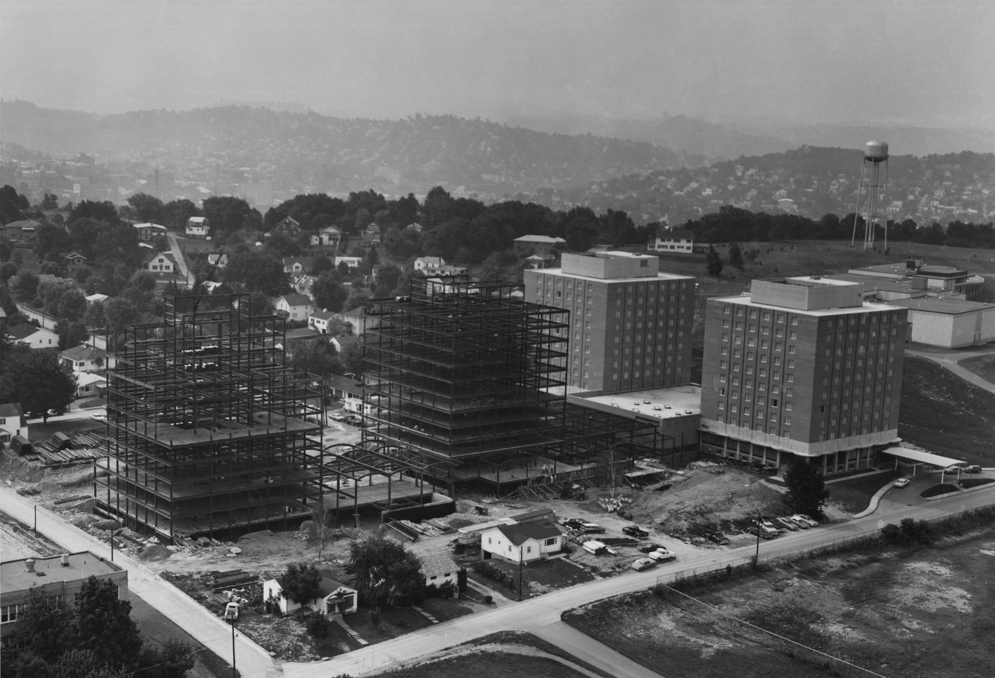The Towers dormitory under construction.