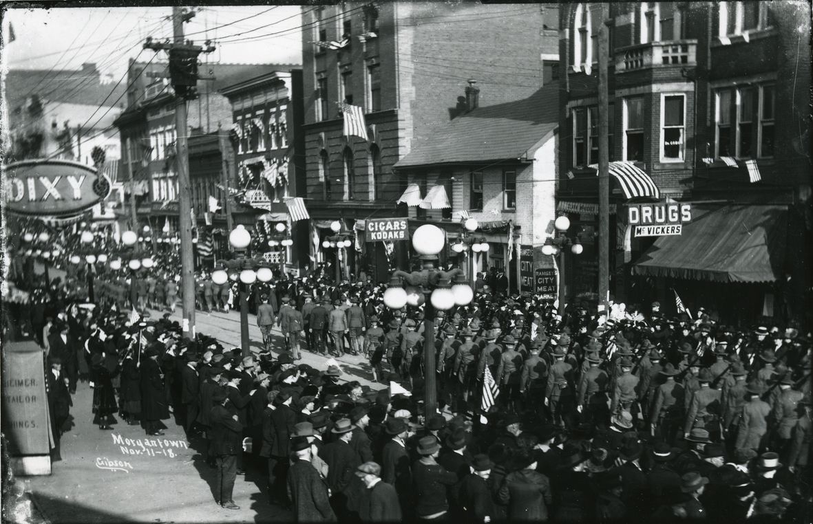 Armistice Day parade after World War I in Morgantown.